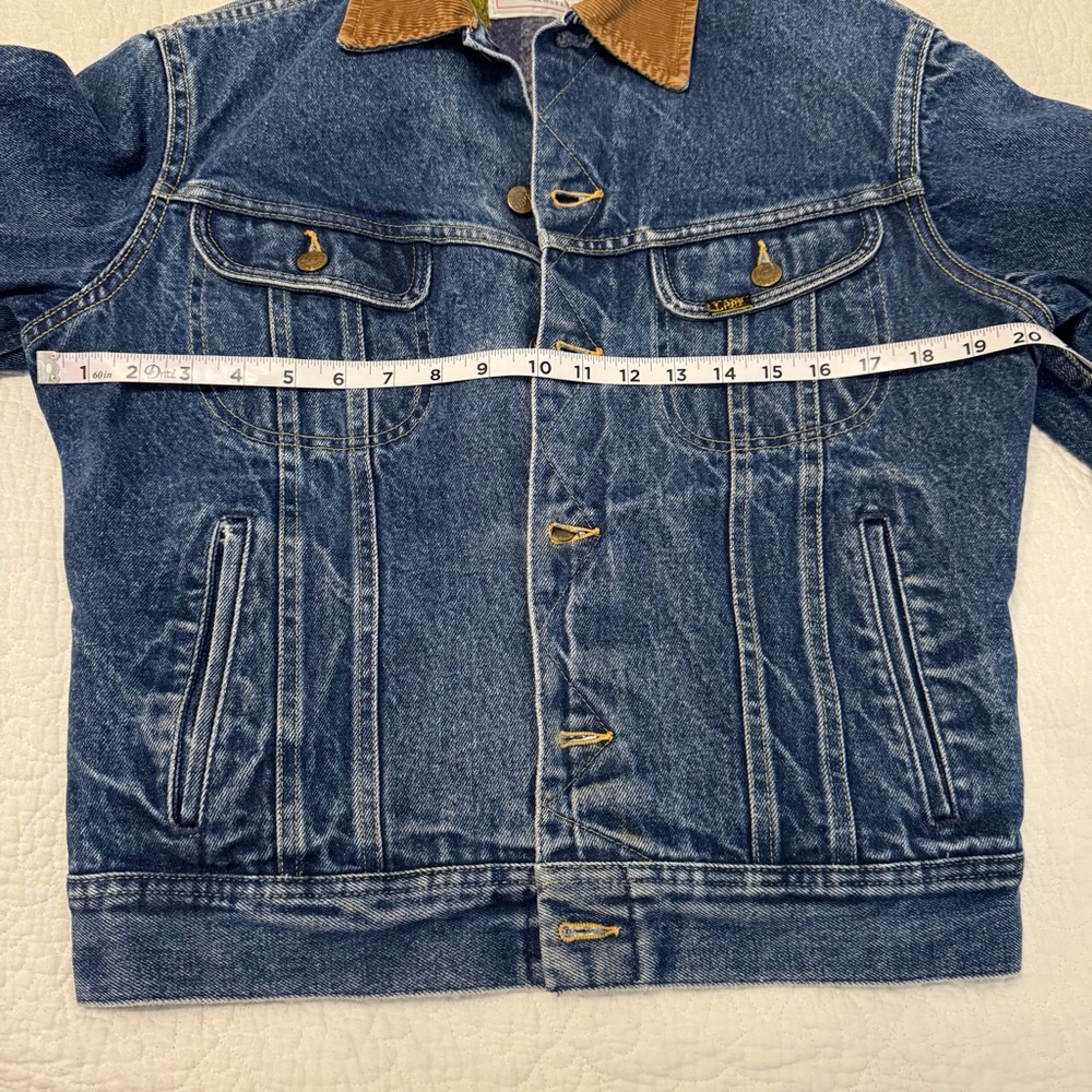 Vintage Lee Storm Rider Denim Jacket with Tan Corduroy Collar and Blanket Lined - Picture 12 of 16